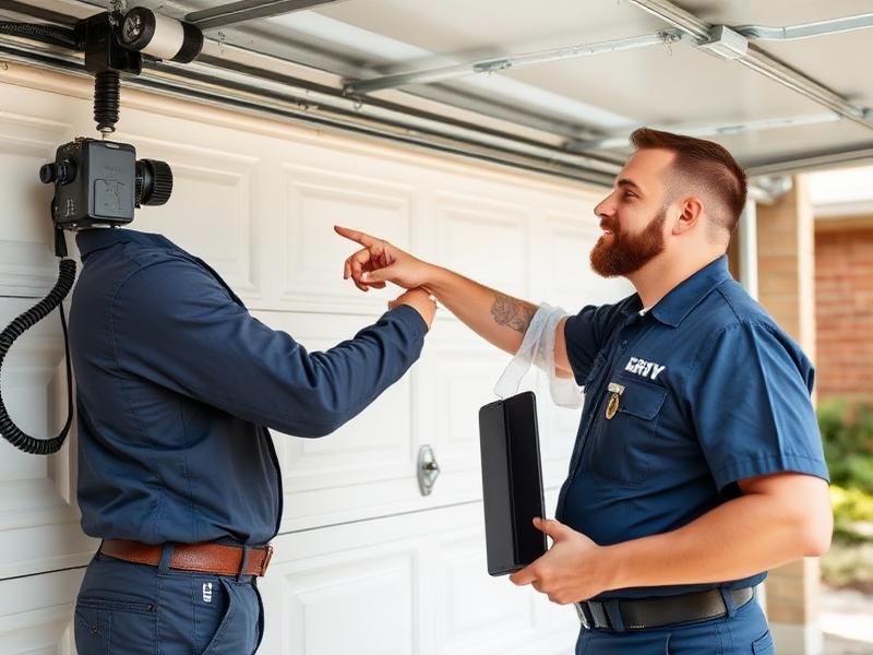 Parkton Garage Doors technician explaining repair options to homeowner